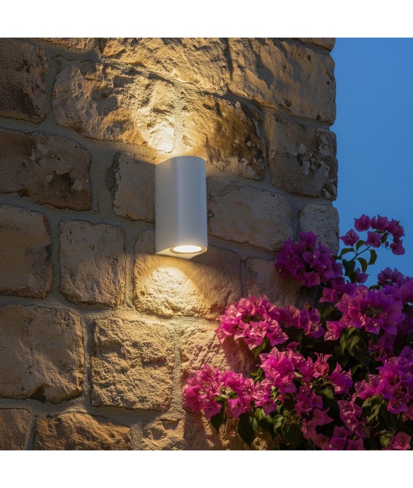 kelvo® MURANO KLV-101-0017 Φωτιστικό Τοίχου - Απλίκα για 2 Λάμπες MR16 με Ντουί GU10 AC 220-240V Αδιάβροχο IP65 - Λευκό Ματ - Μ8 x Π8 x Υ15cm